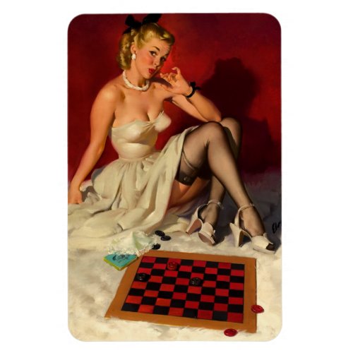 Vintage Retro Checkers Pin Up Girl Magnet
