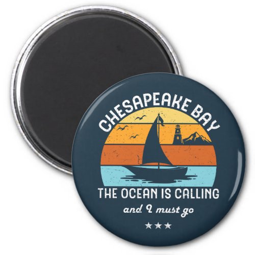 Vintage Retro Chesapeak Bay Sailing Magnet
