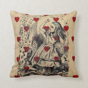 Vintage retro chic Alice in wonderland art Throw Pillow