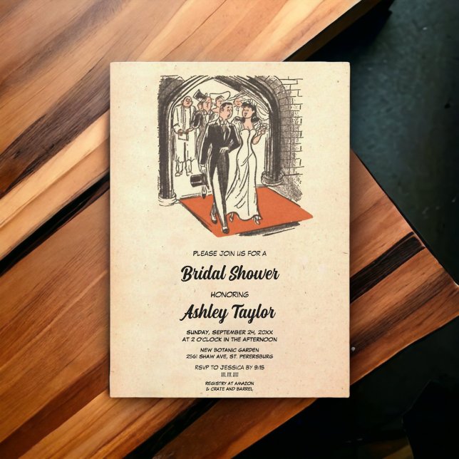 Vintage Retro Chic Romantic Couple Bridal Shower Invitation (Creator Uploaded)