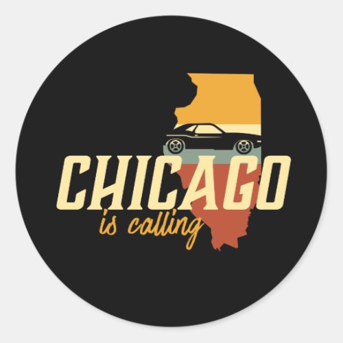 Vintage Retro Chicago Illinois USA City Map Classic Round Sticker