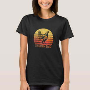 Vintage Retro Chicken Dad Farm Farmer Sunset Silho T-Shirt