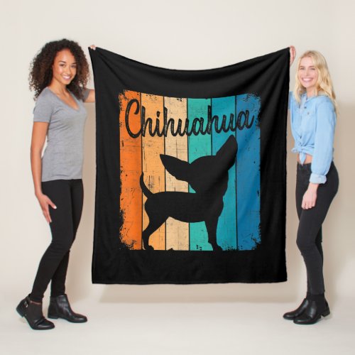 Vintage Retro Chihuahua Dog Dad Dog Mom Gift Fleece Blanket