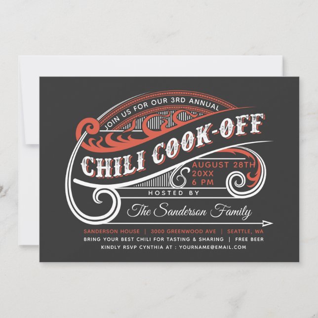 Vintage Retro Chili Cook Off Invitations (Front)