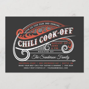 Vintage Retro Chili Cook Off Invitations