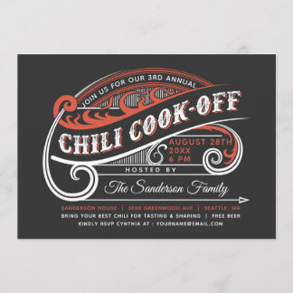 Vintage Retro Chili Cook Off Invitations