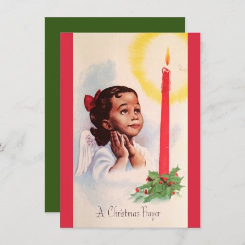 Vintage Retro Christmas African Angel Girl Praying Holiday Card