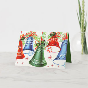 Vintage retro Christmas bells add text card