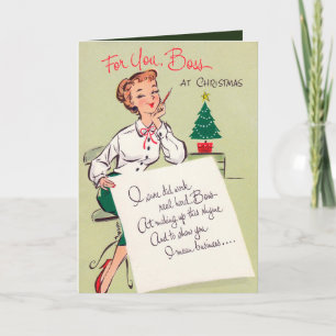 Vintage retro Christmas boss add text card