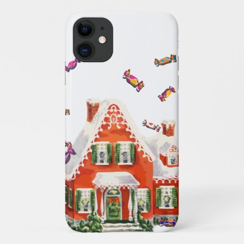 vintage retro christmas candy gingerbread house iPhone 11 case