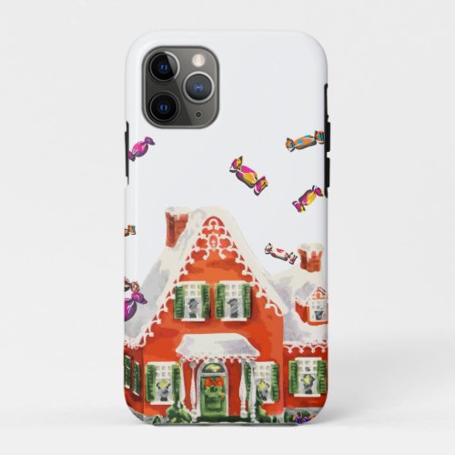 vintage retro christmas candy gingerbread house iPhone 11 pro case