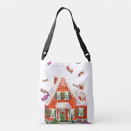 vintage retro christmas candy gingerbread house crossbody bag