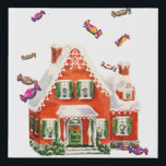 vintage retro christmas candy gingerbread house faux canvas print<br><div class="desc">vintage retro christmas candy gingerbread house home decorations,  tacky christmas party accessories. ugly christmas sweater party fashion accessories ,  holiday baking party decorations.</div>