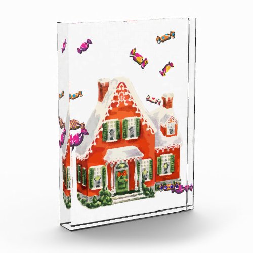 vintage retro christmas candy gingerbread house photo block