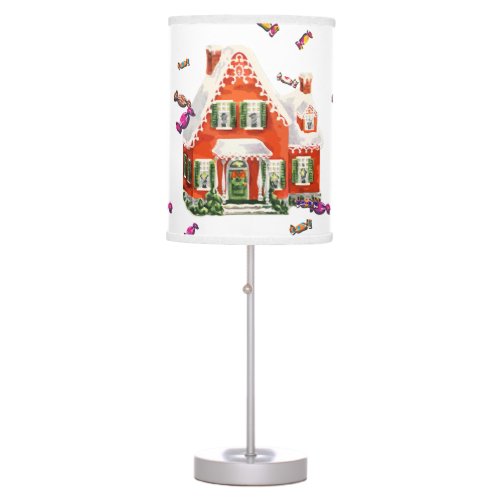 vintage retro christmas candy gingerbread house table lamp