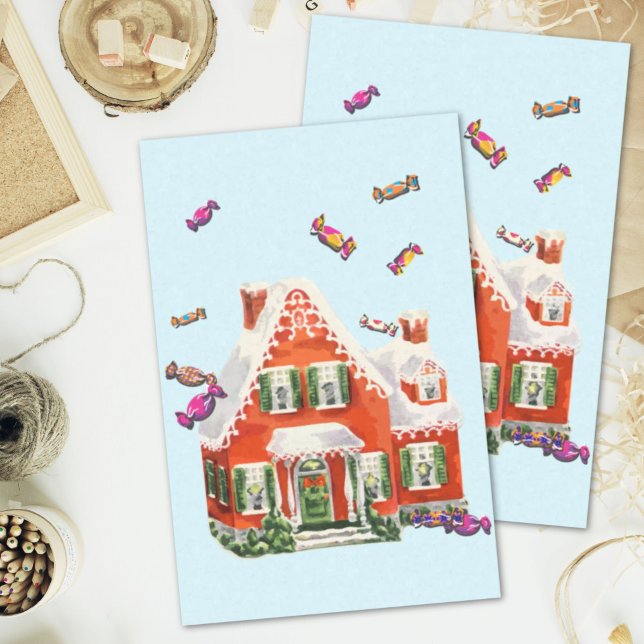 vintage retro christmas candy gingerbread house tissue paper (vintage retro christmas candy gingerbread house tissue paper)