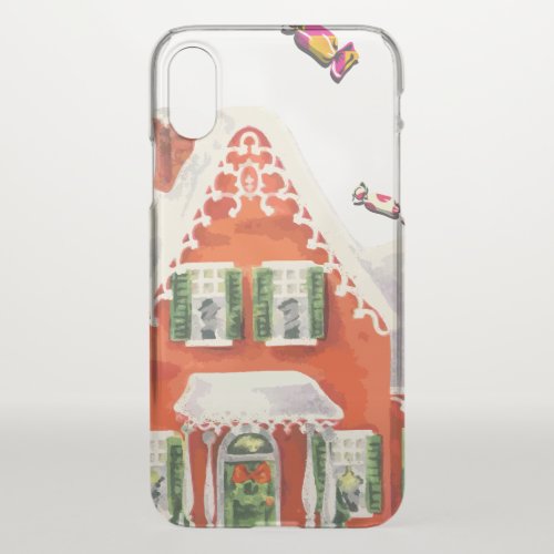 vintage retro christmas candy gingerbread house iPhone XS case