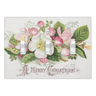 Vintage Retro Christmas Card, Apple Blossoms Light Switch Cover