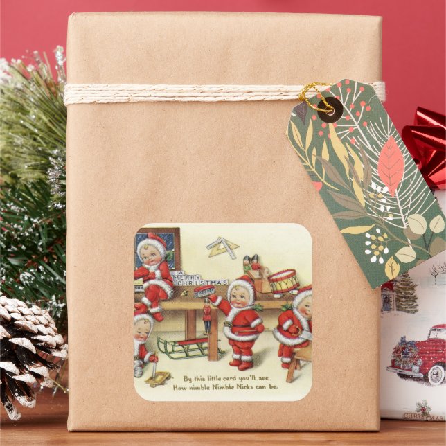 Vintage retro Christmas card Holiday sticker (Holiday)