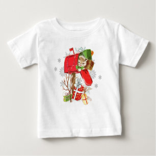 Vintage Retro Christmas Cat T-Shirt for Baby
