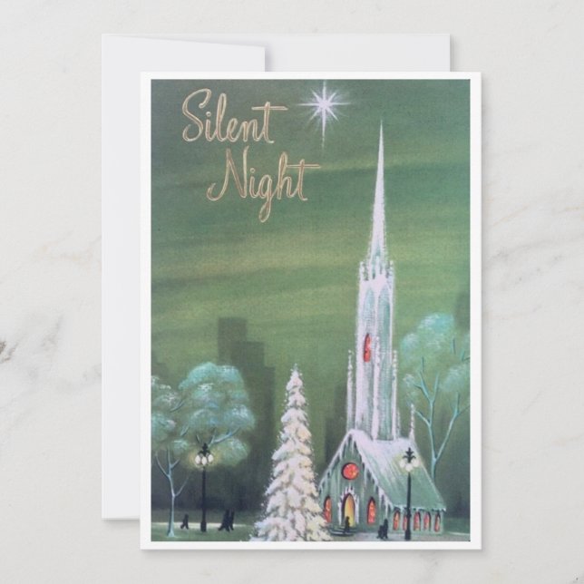 Vintage Retro Christmas Church Winter Holiday Card (Front)