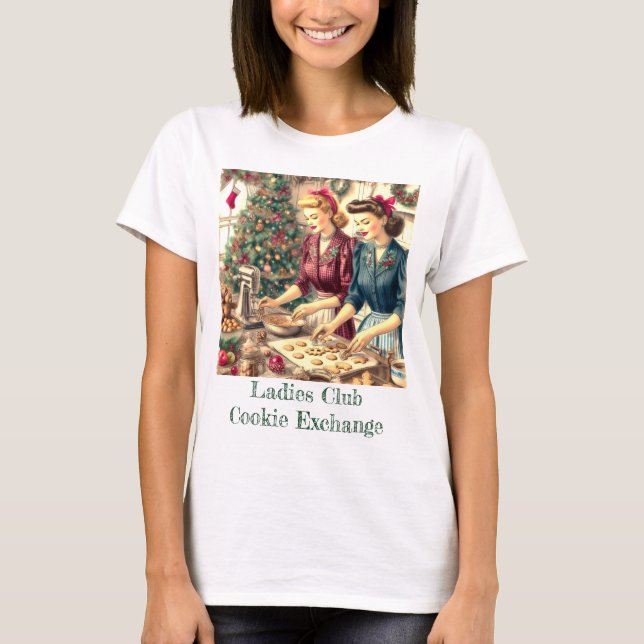Vintage Retro Christmas Cookie Exchange  T-Shirt (Front)