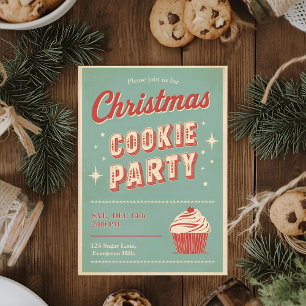 Vintage Retro Christmas Cookie Party Invitation