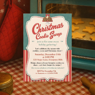 Vintage Retro Christmas Cookie Swap Invitation