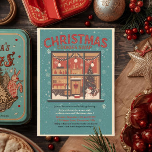 Vintage Retro Christmas Cookie Swap Invitation