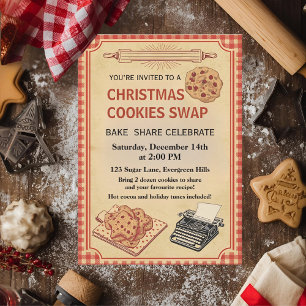 Vintage Retro Christmas Cookie Swap Invitation