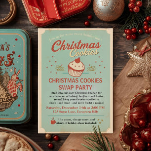 Vintage Retro Christmas Cookies Swap Invitation