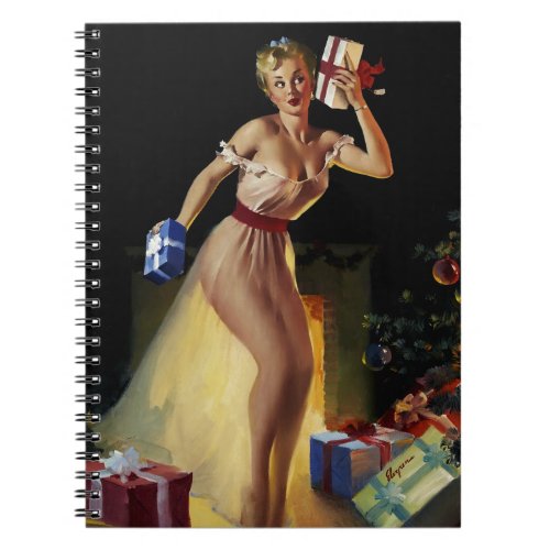 Vintage Retro Christmas Eve Pinup girl Notebook