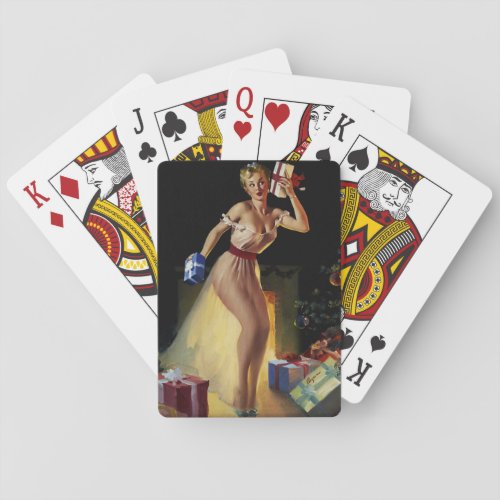 Vintage Retro Christmas Eve Pinup girl Poker Cards