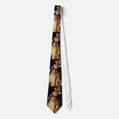 Vintage Retro Christmas Eve Pinup girl Tie