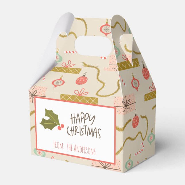 Vintage Retro Christmas Gifts Favor Boxes (Front Side)