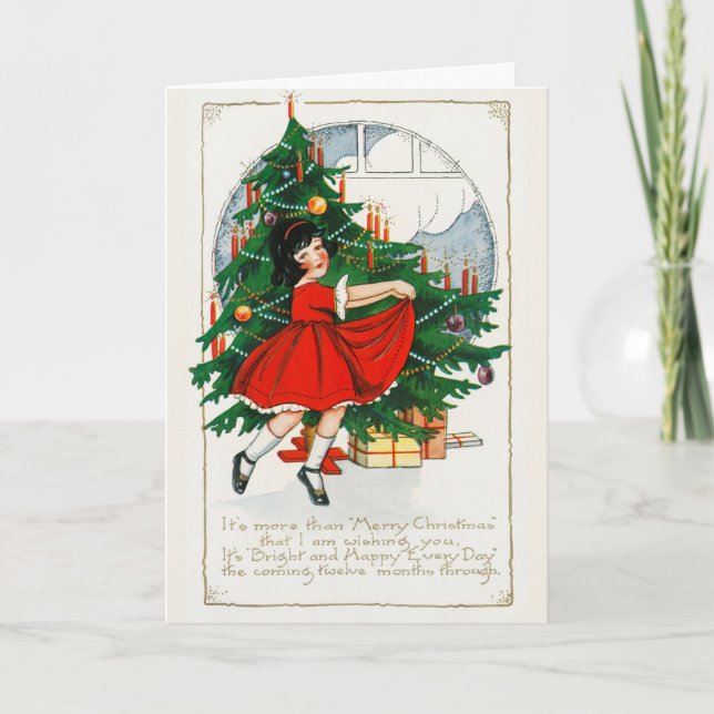 Vintage Retro Christmas Greeting Card (Front)