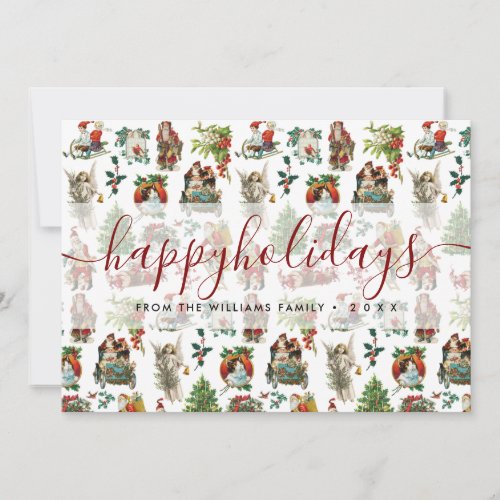 Vintage Retro Christmas Happy Holidays Holiday Card