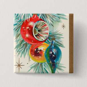 Vintage retro Christmas Holiday bulbs button