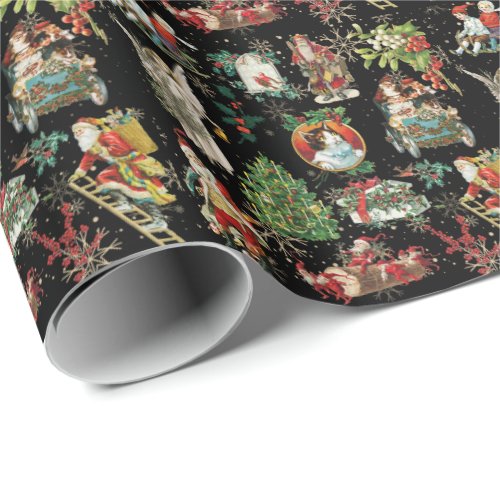 Vintage Retro Christmas Holiday Festive Pattern Wrapping Paper