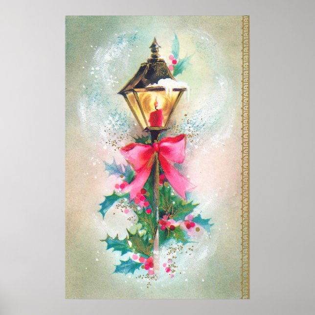 Vintage retro Christmas Holiday lamp poster (Front)