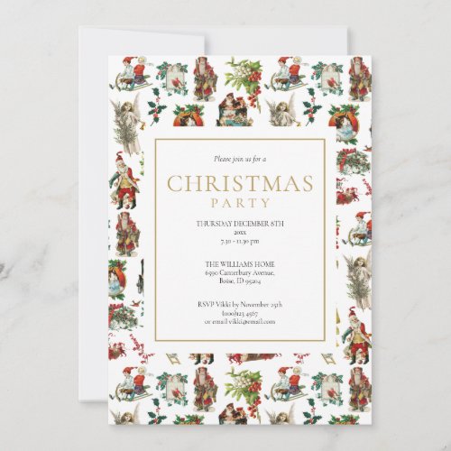 Vintage Retro Christmas Holiday Party Invitation