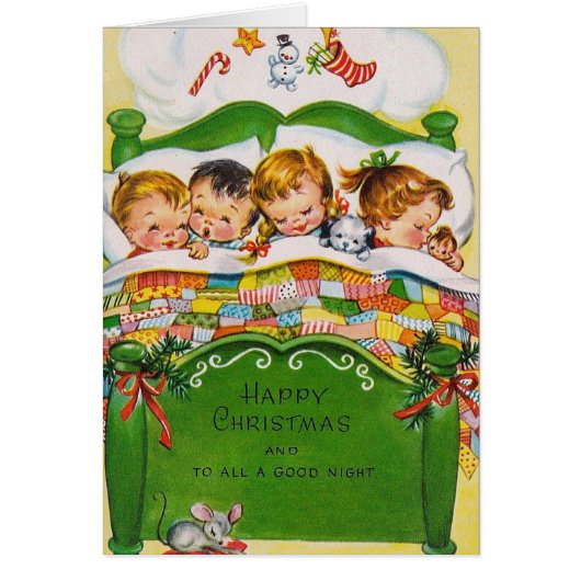 Vintage retro Christmas kids add message card (Front)