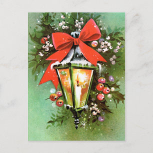 Vintage retro Christmas light Holiday postcard