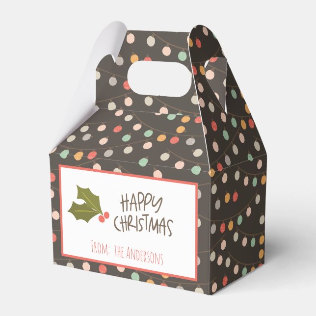 Vintage Retro Christmas Lights Favor Boxes (Front Side)