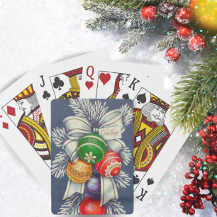 Vintage Retro Christmas Ornamental Wreath Holiday Poker Cards