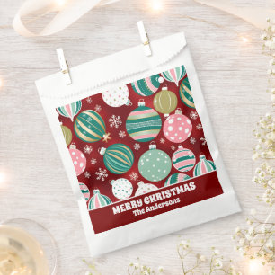 Vintage Retro Christmas Ornaments and Snowflakes Favor Bag