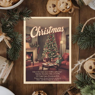 Vintage Retro Christmas Party Invitation