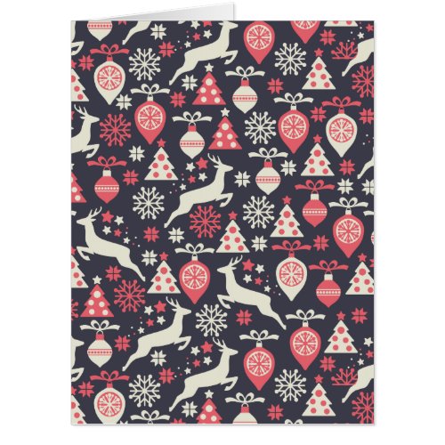 Vintage Retro Christmas Pattern Holiday Card