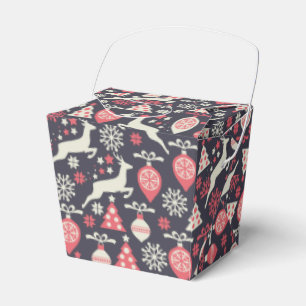 Vintage Retro Christmas Pattern Holiday Favor Boxes