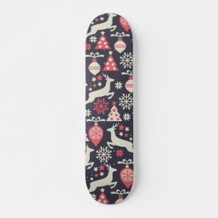 Vintage Retro Christmas Pattern Holiday Skateboard